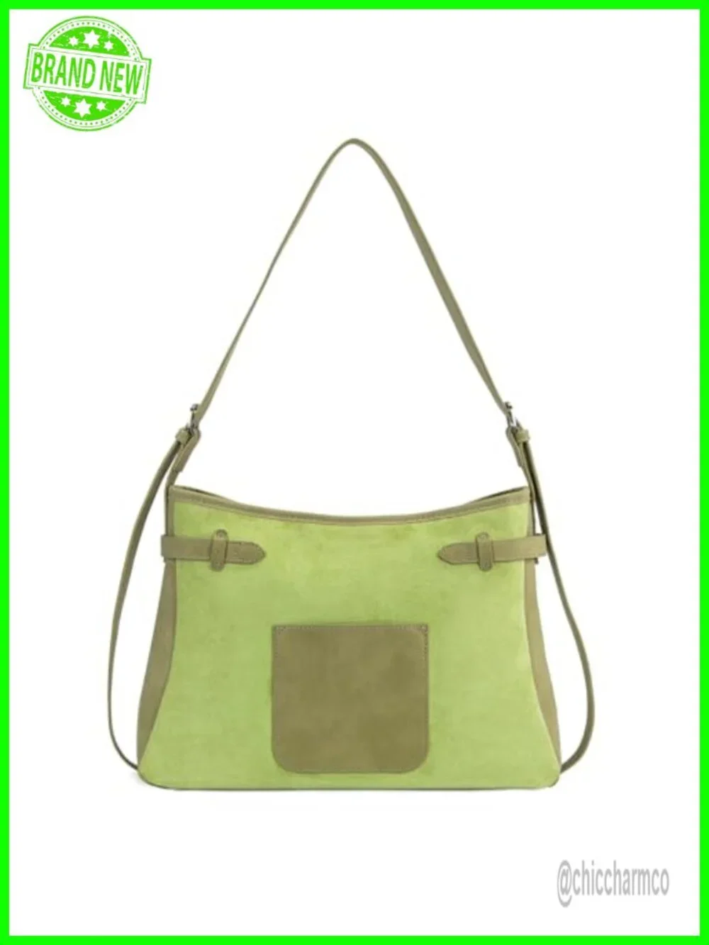 Faux Suede Slouchy Hobo Shoulder Bag with Adjustable Strap